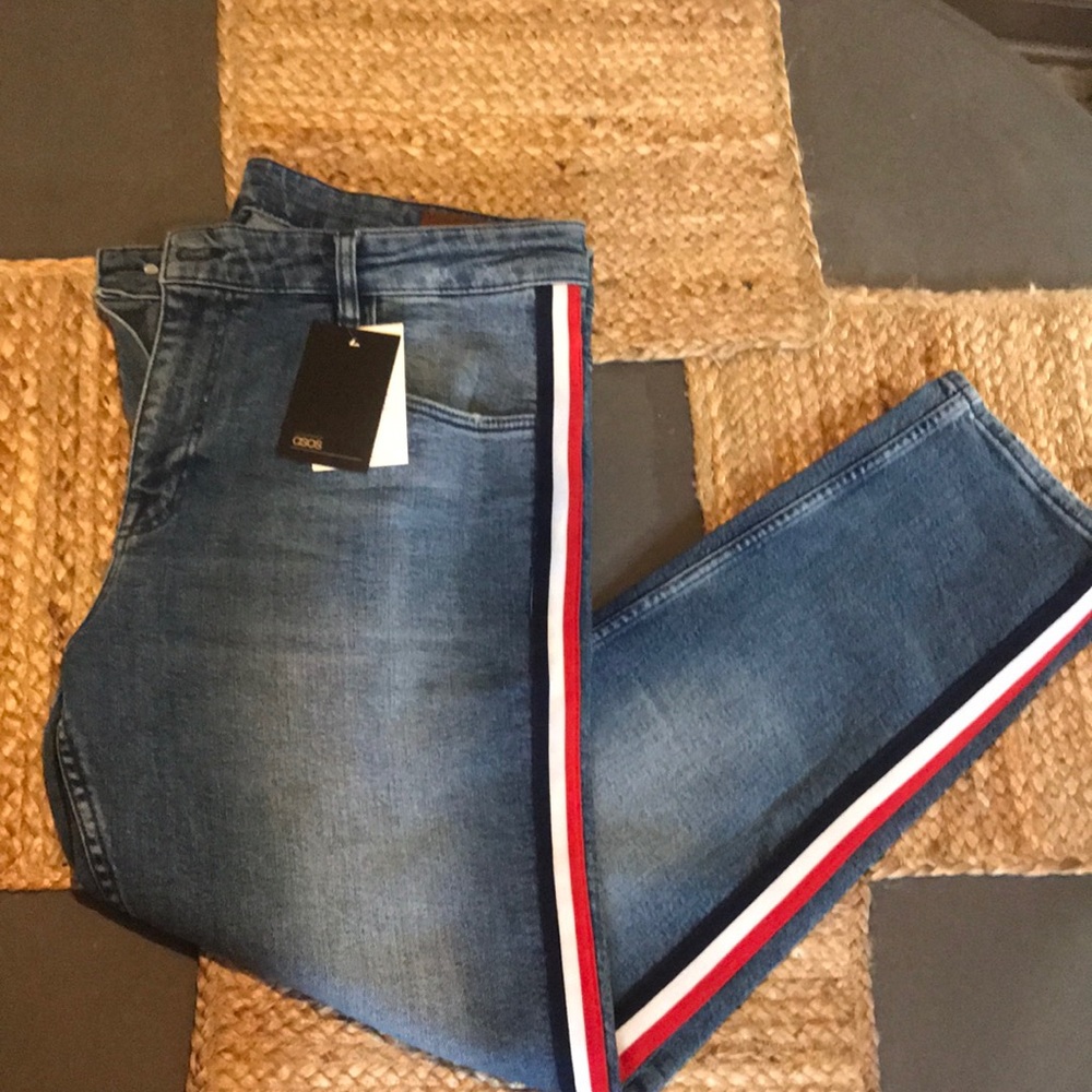 Size 38/32 ASOS Jeans with sports stripe